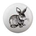 Clayre & Eef Poignée de porte Ø 4 cm Blanc Céramique Rond Lapin