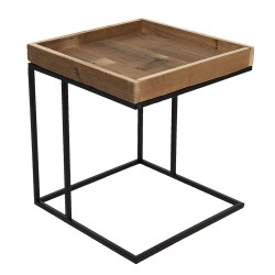 Clayre & Eef Table d'appoint 40x40x45 cm Noir Fer Bois Carré