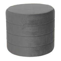 Clayre & Eef Pouf Ø 40x35 cm Grigio Legno Tessuto Rotondo