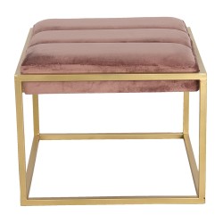 Clayre & Eef Ottoman 46x45x37 cm Pink Wood Metal Rectangle