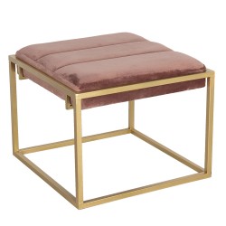 Clayre & Eef Ottoman 46x45x37 cm Pink Wood Metal Rectangle