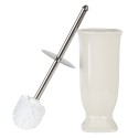 Clayre & Eef Spazzolino per WC con supporto Ø 12x26 cm Bianco Ceramica Rotondo