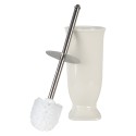 Clayre & Eef Toilet Brush with Holder Ø 12x26 cm White Ceramic Round