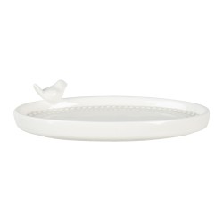 Clayre & Eef Porte-savon Oiseau 15x10x4 cm Blanc Porcelaine Ovale