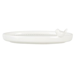 Clayre & Eef Porte-savon Oiseau 15x10x4 cm Blanc Porcelaine Ovale