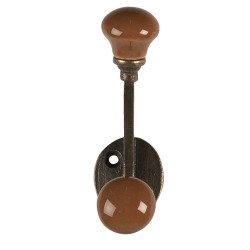 Clayre & Eef Wall Hook 5x9 cm Brown Ceramic