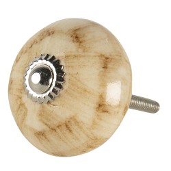 Clayre & Eef Door Knob Ø 4 cm Beige Brown Ceramic Round