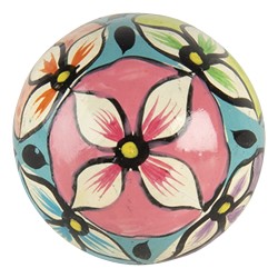 Clayre & Eef Poignée de porte 3x7 cm Rose Bleu Bois Rond Fleur