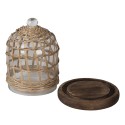 Clayre & Eef Cloche Ø 16x22 cm Brown Wood Glass Round