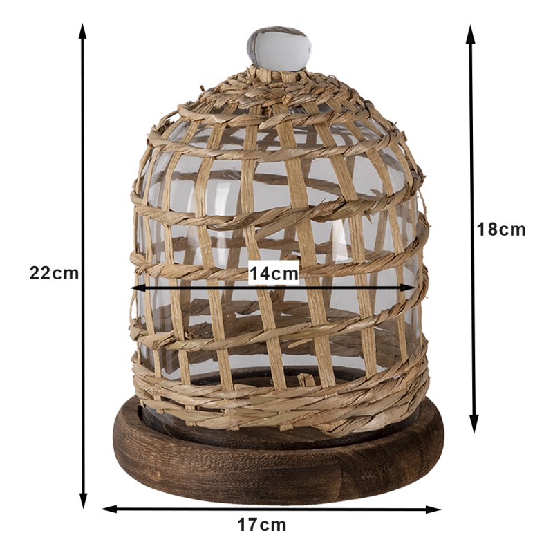 Clayre & Eef Glocke Ø 16x22 cm Braun Holz Glas Rund