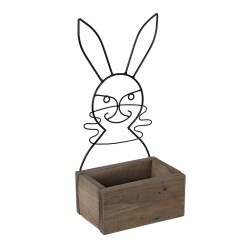 Clayre & Eef Planter Brown Wood Iron Rabbit