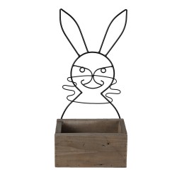 Clayre & Eef Planter Brown Wood Iron Rabbit