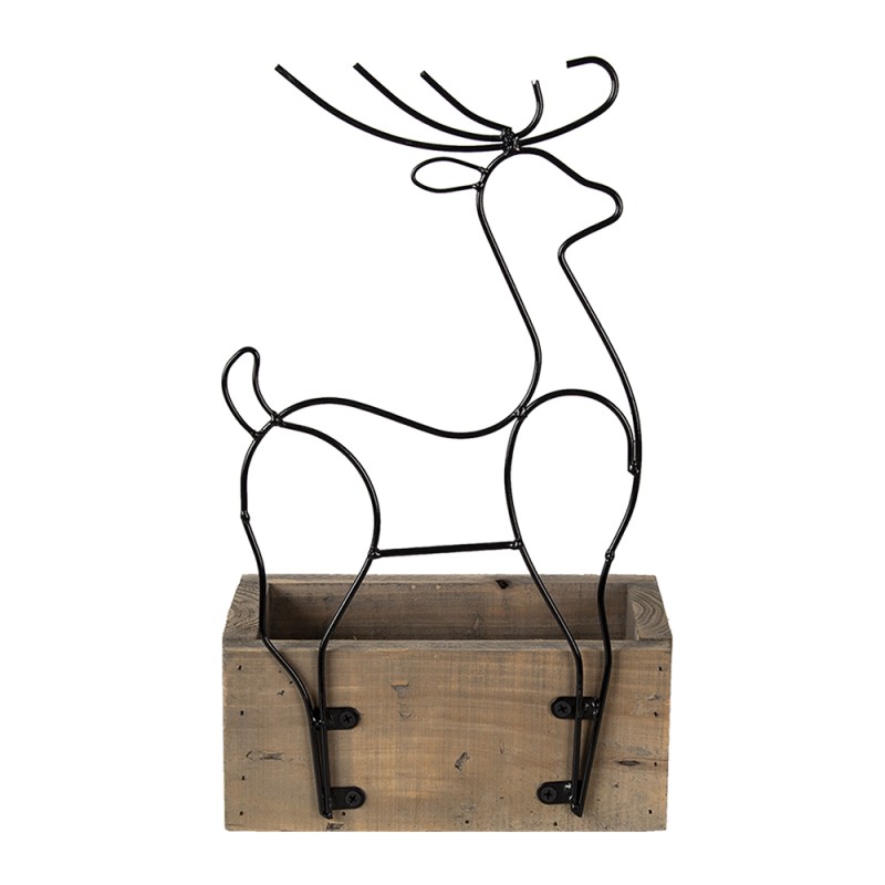 Clayre & Eef Planter Brown Wood Iron Deer