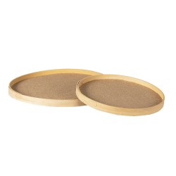 Clayre & Eef Serving Platter Set of 2 Brown Wood Round