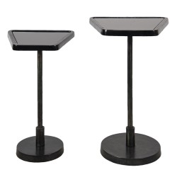 Clayre & Eef Table d'appoint set de 2 35x35x56 cm Noir Verre Aluminium