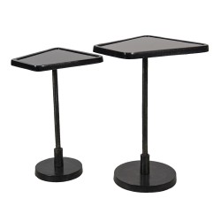 Clayre & Eef Side Table Set of 2 35x35x56 cm Black Aluminium Glass