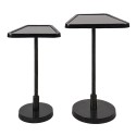 Clayre & Eef Side Table Set of 2 35x35x56 cm Black Aluminium Glass