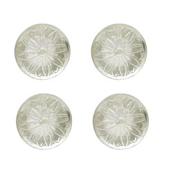 Clayre & Eef Poignée de porte set de 4 Ø 4 cm Transparent Verre Rond Fleur