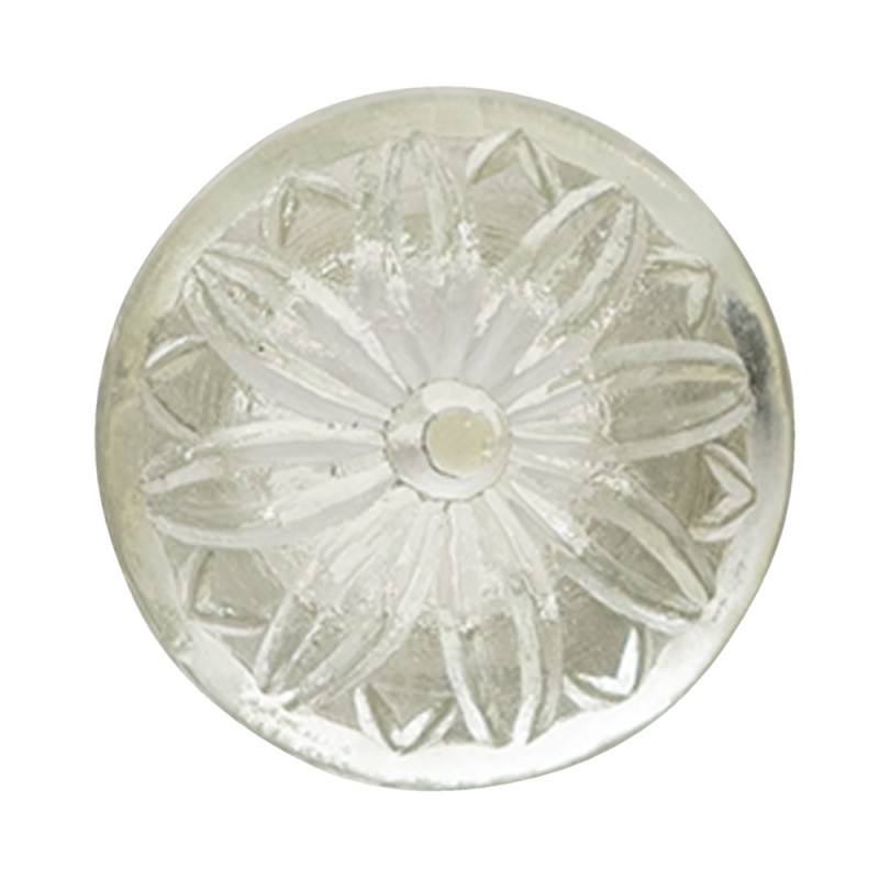 Clayre & Eef Deurknop Set van 4  Ø 4 cm Transparant Glas Rond Bloem