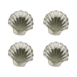 Clayre & Eef Poignée de porte set de 4 Coquillage 4 cm Transparent Verre