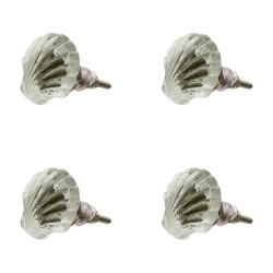 Clayre & Eef Door Knob Set of 4 Shell 4 cm Transparent Glass