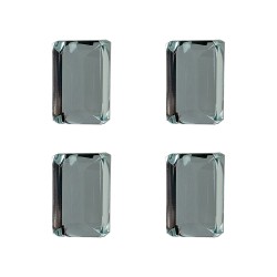 Clayre & Eef Door Knob Set of 4 4 cm Transparent Glass Rectangle