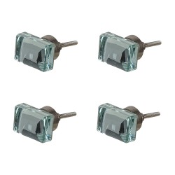 Clayre & Eef Türknauf 4er Set 4 cm Transparant Glas Rechteck