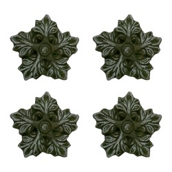 Clayre & Eef Deurknop Set van 4  5x3x5 cm Groen Keramiek Bladeren