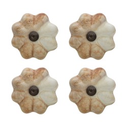 Clayre & Eef Door Knob Set of 4 Ø 4 cm Beige Ceramic Round