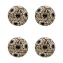 Clayre & Eef Door Knob Set of 4 Ø 4 cm Beige Ceramic Round Flowers