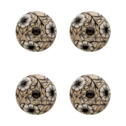 Clayre & Eef Door Knob Set of 4 Ø 4 cm Beige Ceramic Round Flowers