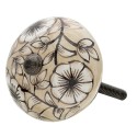 Clayre & Eef Door Knob Set of 4 Ø 4 cm Beige Ceramic Round Flowers