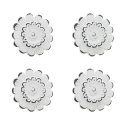 Clayre & Eef Door Knob Set of 4 Ø 4 cm White Iron Flower