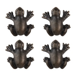 Clayre & Eef Door Knob Set of 4 Frog 4 cm Brown Iron