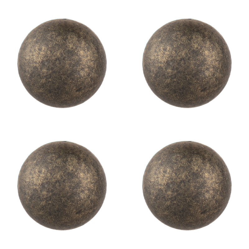 Clayre & Eef Door Knob Set of 4 Ø 2 cm Brown Iron Round