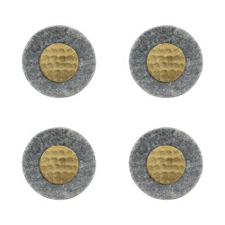 Clayre & Eef Door Knob Set of 4 Ø 4 cm Grey Iron Round