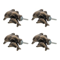 Clayre & Eef Door Knob Set of 4 Dolphin 6x4 cm Brown Textile