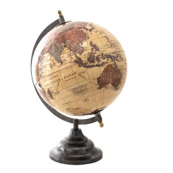 Clayre & Eef Globe 22x33 cm Beige Brown Wood Metal