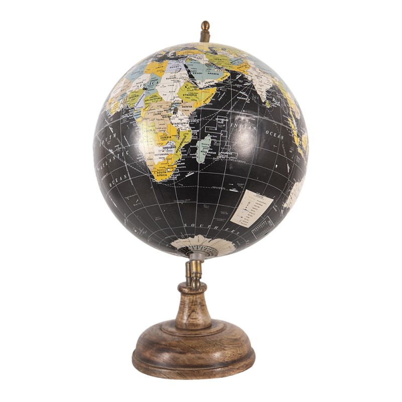 Clayre & Eef Globo 22x33 cm Nero Legno Ferro