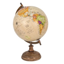 Clayre & Eef Globe 22x37 cm Beige Marron Bois Fer Rond