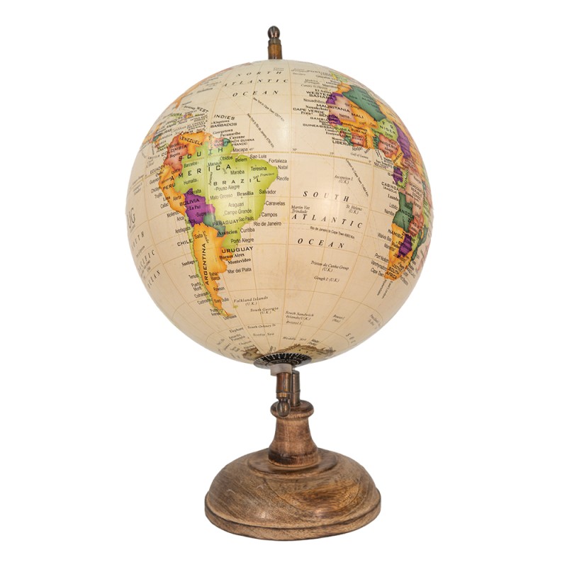 Clayre & Eef Globe 22x37 cm Beige Brown Wood Iron Round