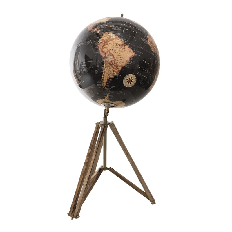 Clayre & Eef Globo 31x31x67 cm Nero Legno Metallo