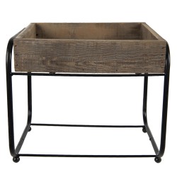 Clayre & Eef Plantentafeltje  32x26x27 cm Bruin Hout Ijzer