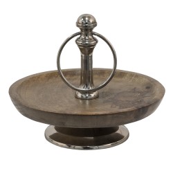 Clayre & Eef Etagere Ø 21x17 cm Brown Wood Iron Round