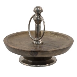 Clayre & Eef Etagere Ø 21x17 cm Brown Wood Iron Round