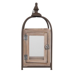 Clayre & Eef Lantern 46 cm Brown Wood Metal Square