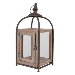 Clayre & Eef Lantern 46 cm Brown Wood Metal Square