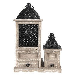 Clayre & Eef Lantern Set of 2 Brown Wood Metal Square