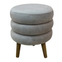 Clayre & Eef Pouf Ø 38x44 cm Grey Velvet Wood Round