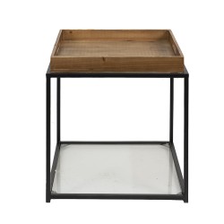 Clayre & Eef Beistelltisch 44x44x45 cm Braun Schwarz Eisen Holz Quadrat